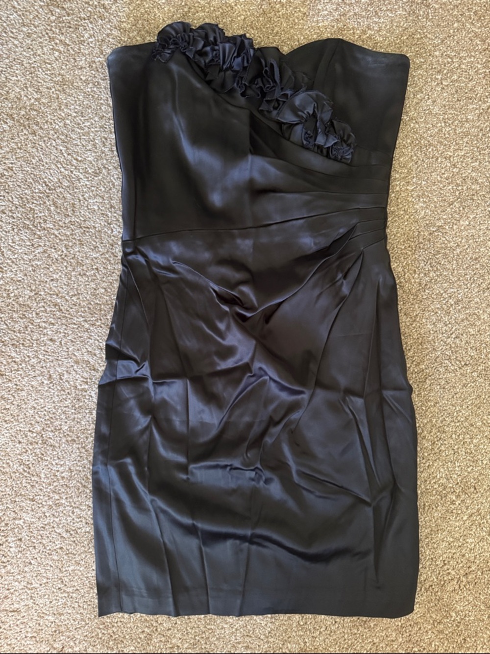 White House Black Market Black Strapless Ruffled Bodice Cocktail Dress - Picture 1 of 4